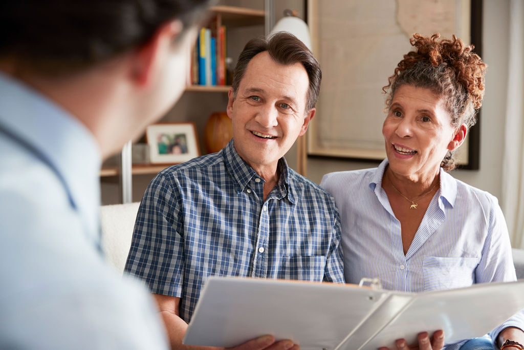A client couple in a planning conversation