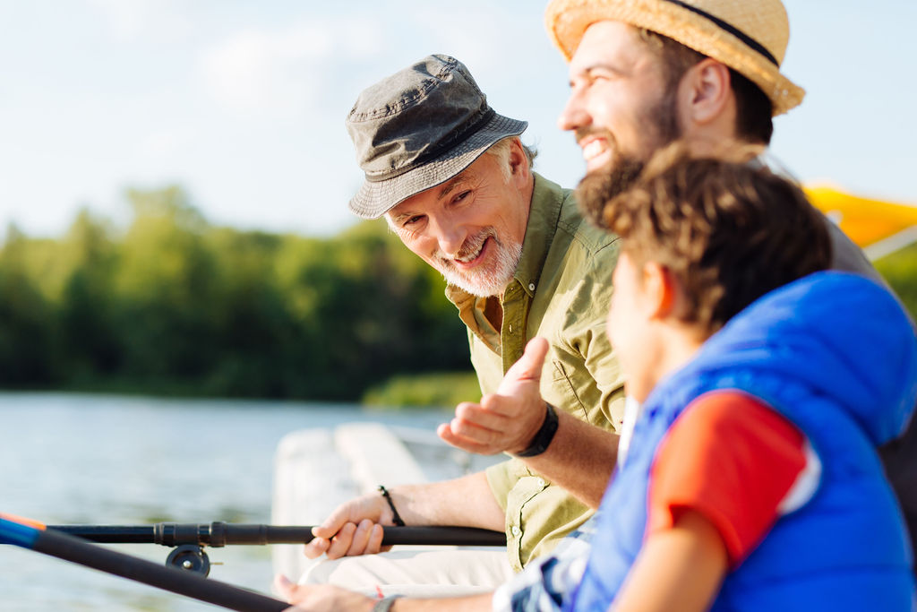 Three generations of a family outdoors